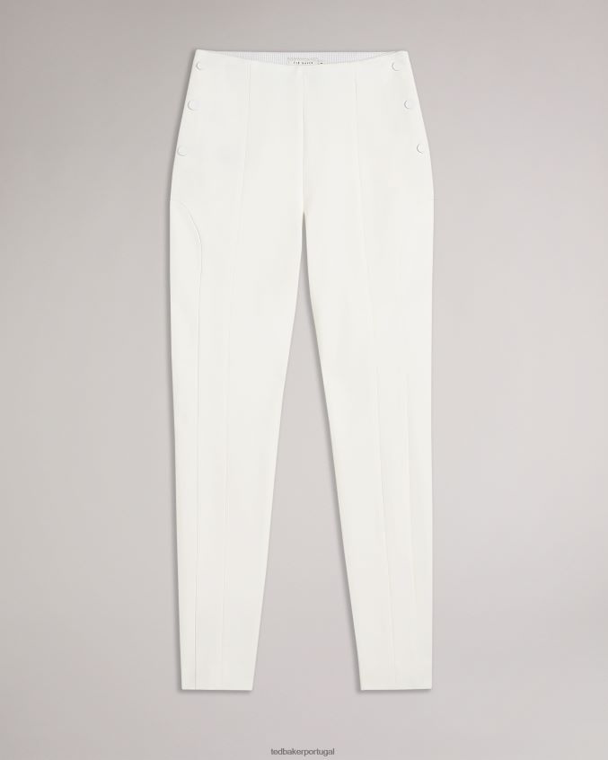 roupas Ted Baker calça liroi cintura alta com botões falsos natural mulheres 8X6HDF481