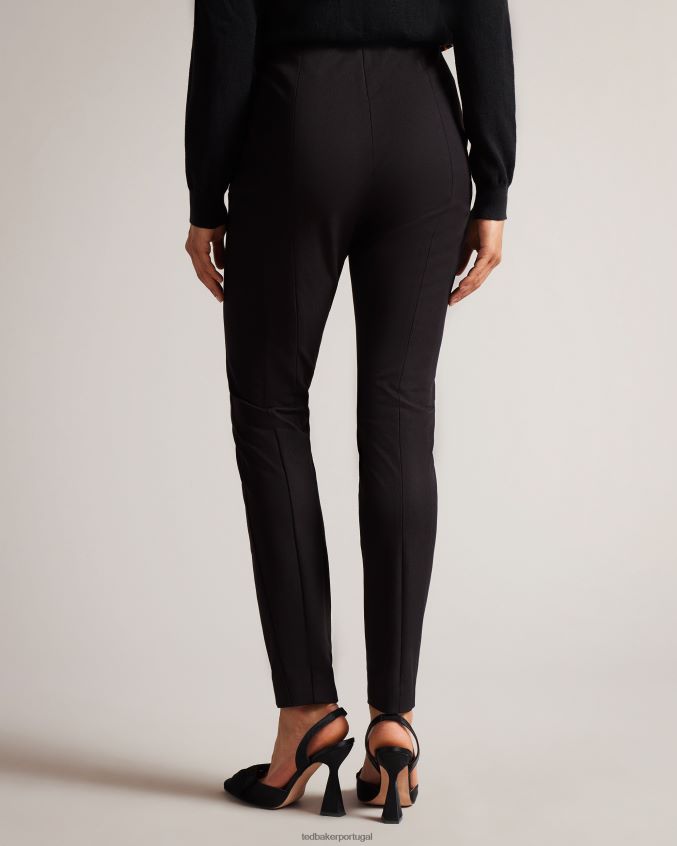 roupas Ted Baker calça liroi cintura alta com botões falsos preto mulheres 8X6HDF297