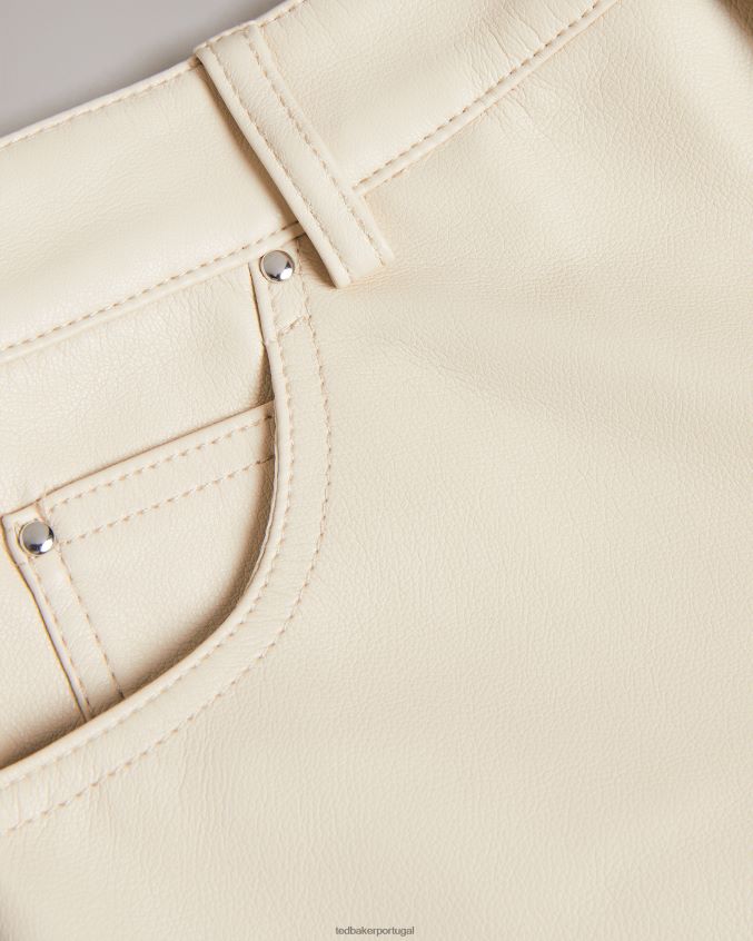 roupas Ted Baker calça xadrez de couro sintético com perna reta natural mulheres 8X6HDF119