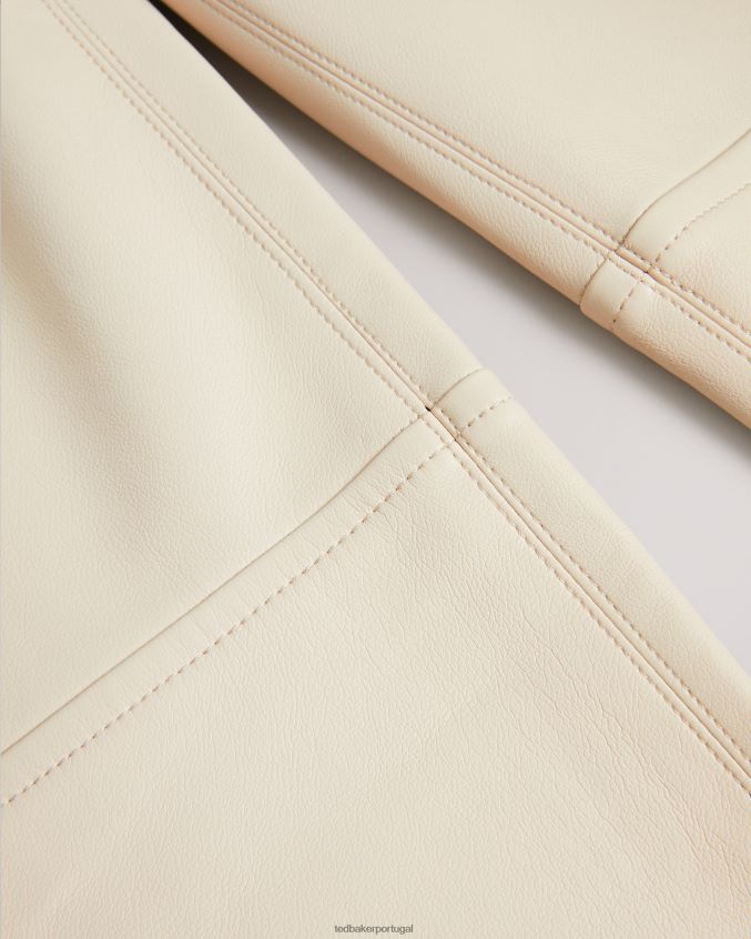 roupas Ted Baker calça xadrez de couro sintético com perna reta natural mulheres 8X6HDF119