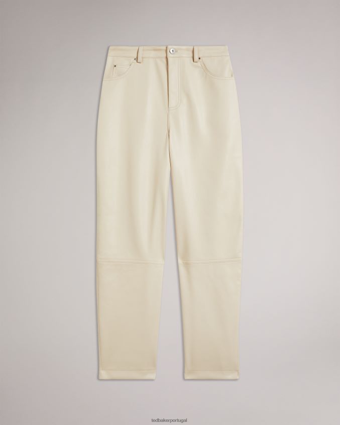 roupas Ted Baker calça xadrez de couro sintético com perna reta natural mulheres 8X6HDF119