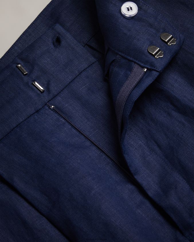 roupas Ted Baker calças largas de linho sob medida lucihh marinha mulheres 8X6HDF479
