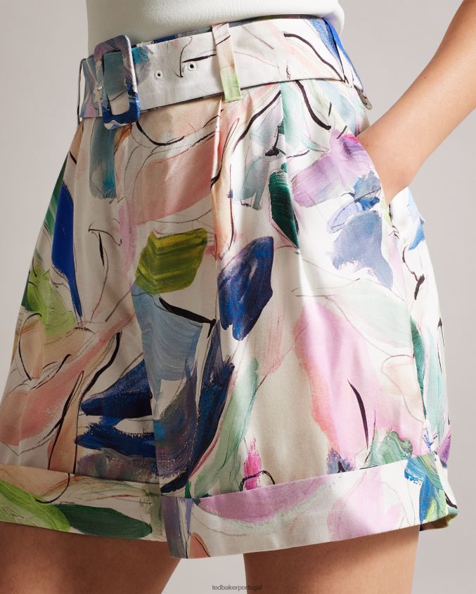 roupas Ted Baker shorts de alfaiataria com estampa abstrata tarinah branco mulheres 8X6HDF439