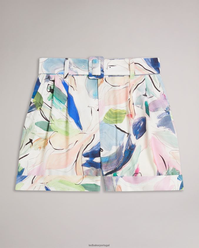 roupas Ted Baker shorts de alfaiataria com estampa abstrata tarinah branco mulheres 8X6HDF439