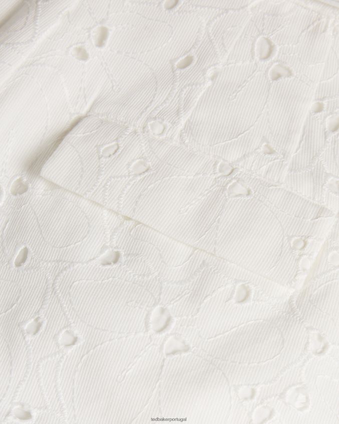 roupas Ted Baker shorts de alfaiataria suzet com cinto branco mulheres 8X6HDF566