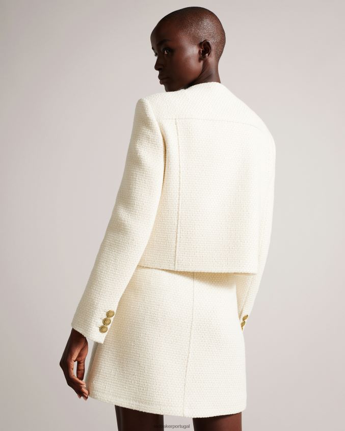 roupas Ted Baker botão boucle cortado cremla através da jaqueta natural mulheres 8X6HDF126