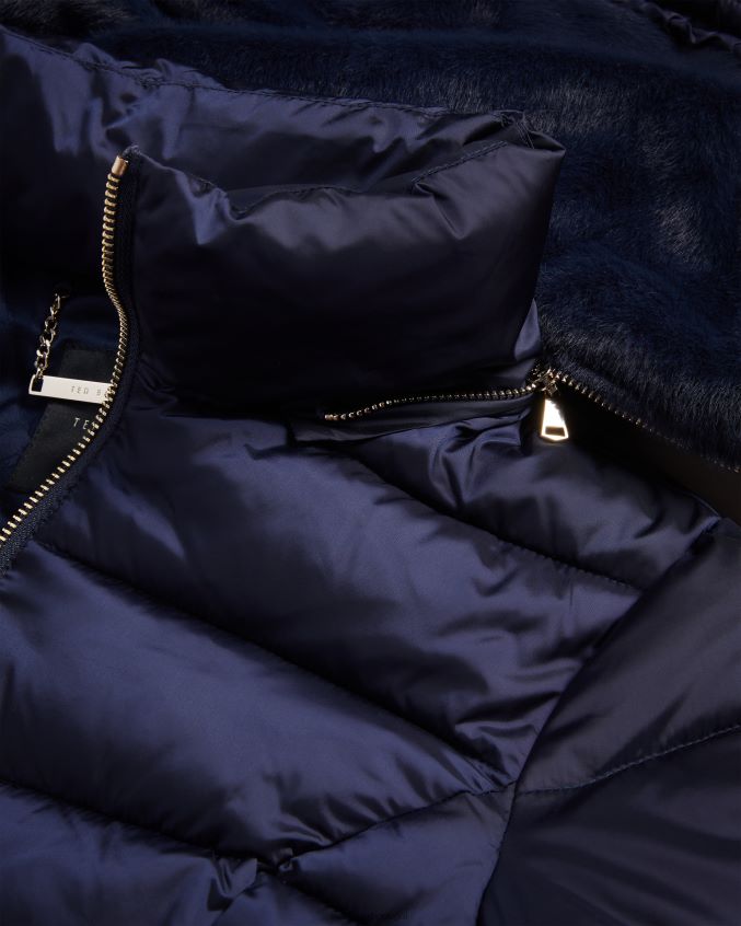 roupas Ted Baker casaco acolchoado com cinto e capuz removível abbiiee marinha mulheres 8X6HDF105