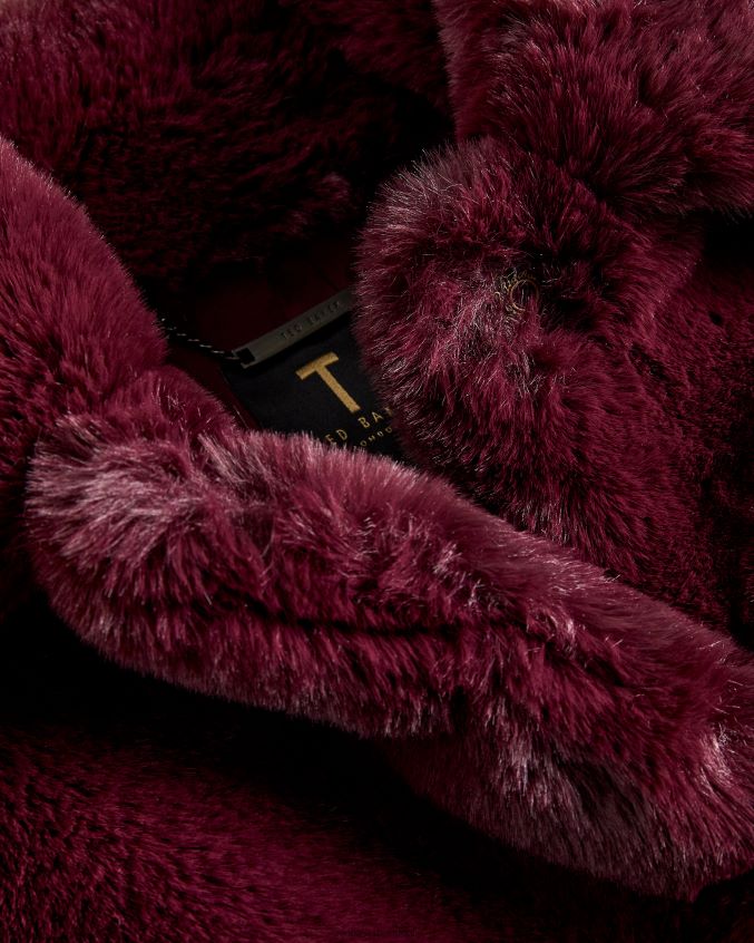 roupas Ted Baker casaco de pele sintética liliam na altura do quadril roxo profundo mulheres 8X6HDF454