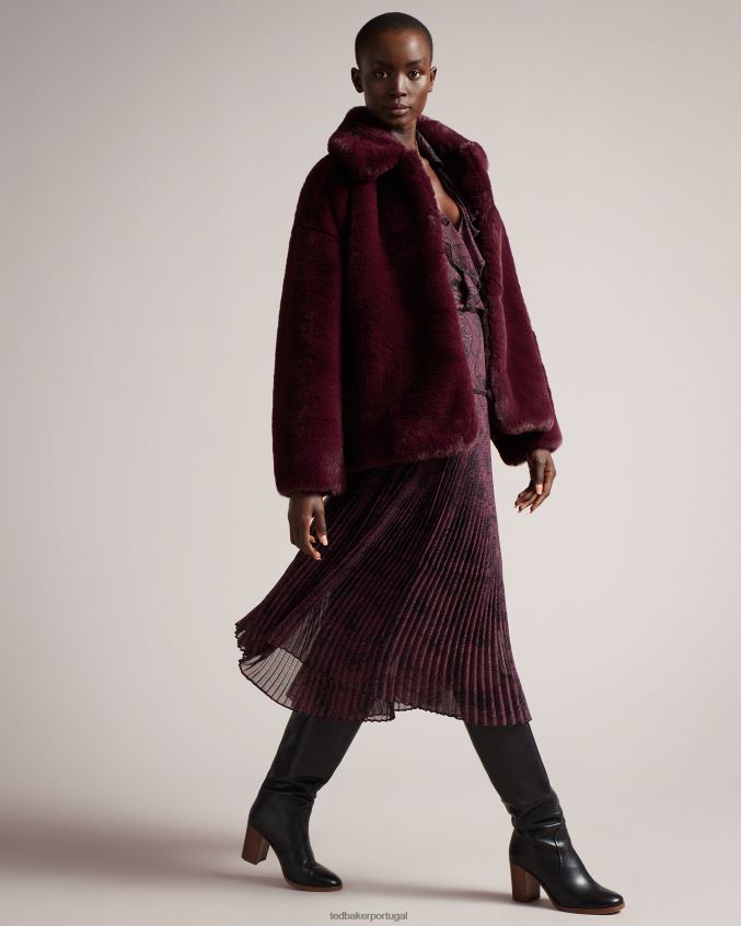 roupas Ted Baker casaco de pele sintética liliam na altura do quadril roxo profundo mulheres 8X6HDF454
