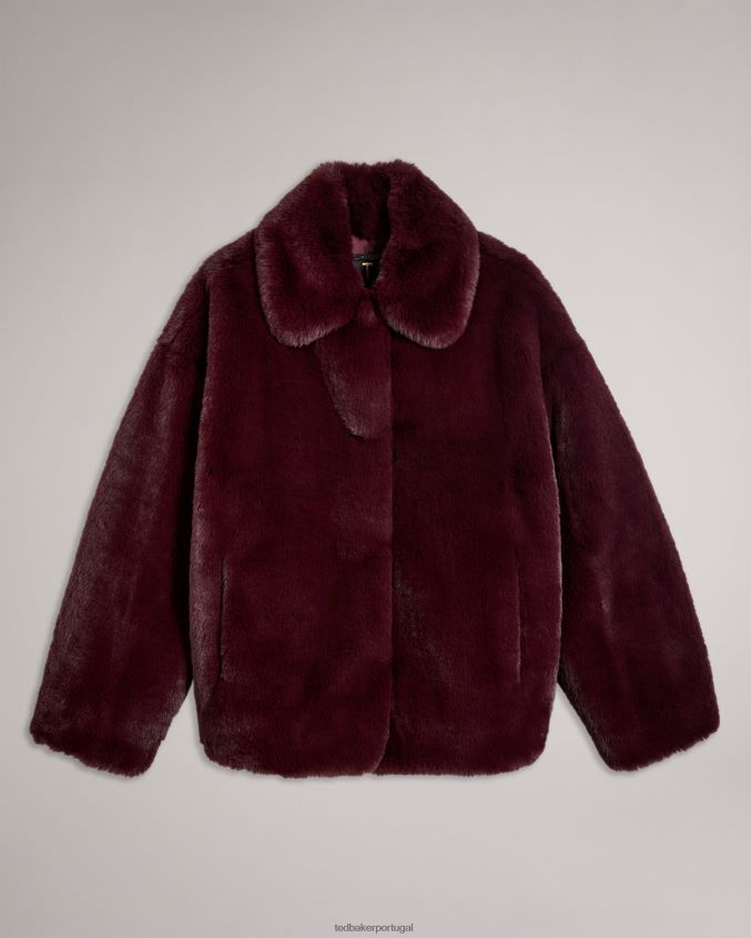 roupas Ted Baker casaco de pele sintética liliam na altura do quadril roxo profundo mulheres 8X6HDF454