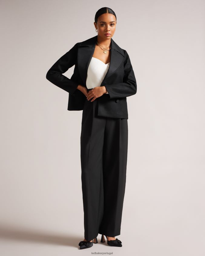 roupas Ted Baker casaco hadleya com gola grande e cinto preto mulheres 8X6HDF339