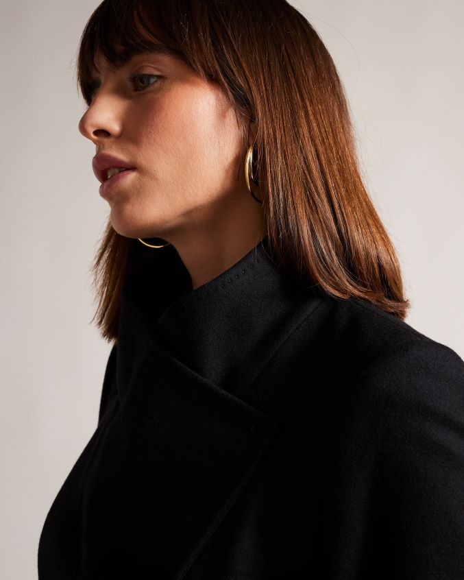 roupas Ted Baker casaco midi de lã sandra preto azeviche mulheres 8X6HDF525