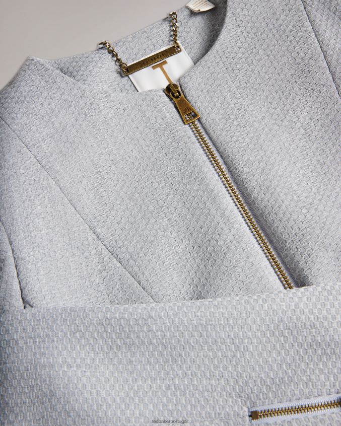 roupas Ted Baker jaqueta cropped texturizada michah cinza claro mulheres 8X6HDF373