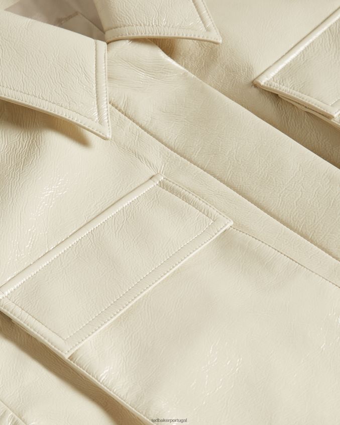 roupas Ted Baker jaqueta de campo de vinil texturizado foziey marfim mulheres 8X6HDF569