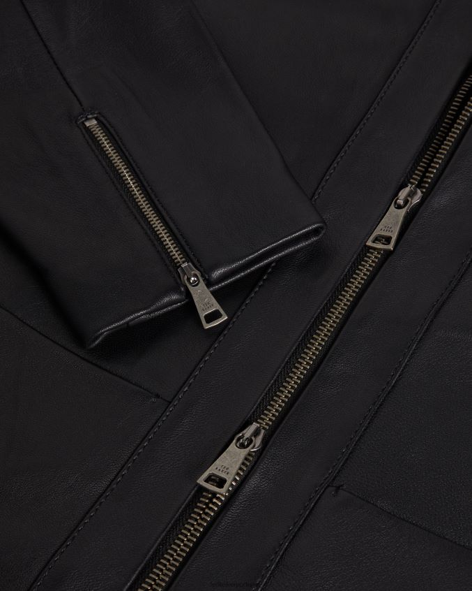 roupas Ted Baker jaqueta de couro com painéis clarya preto mulheres 8X6HDF204
