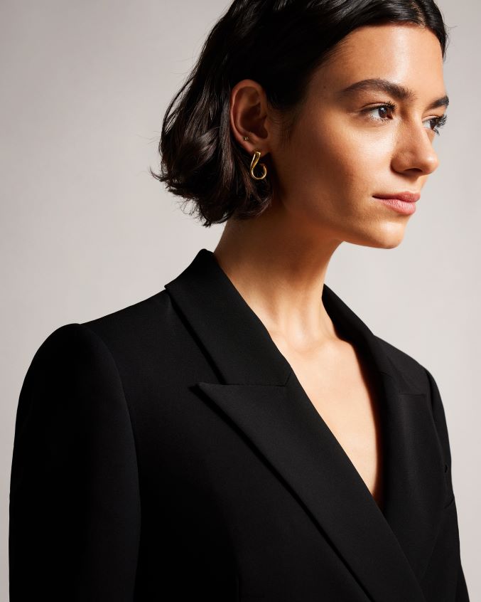 roupas Ted Baker jaqueta hildia longline trespassada preto mulheres 8X6HDF395