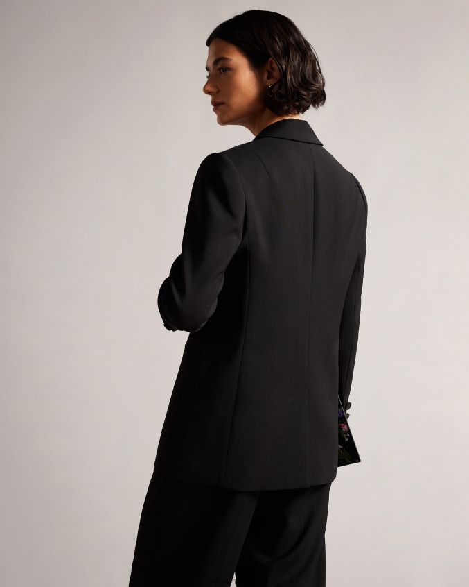 roupas Ted Baker jaqueta hildia longline trespassada preto mulheres 8X6HDF395