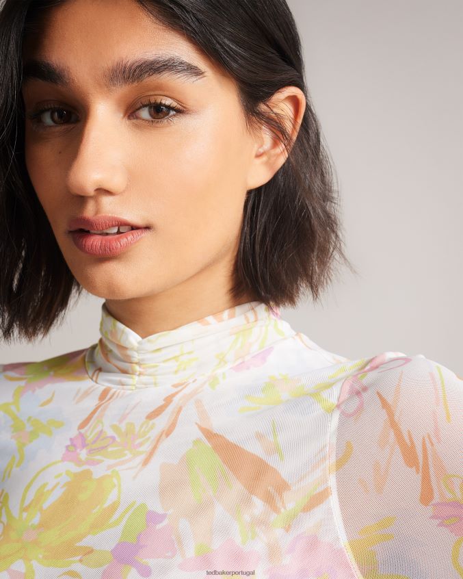 roupas Ted Baker top de malha dobby danuta branco mulheres 8X6HDF553