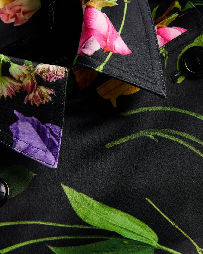 roupas Ted Baker trench coat duplo floral moiraa preto mulheres 8X6HDF358