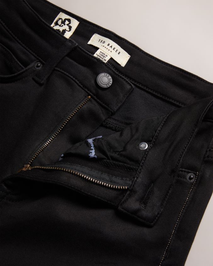 roupas Ted Baker anetaa jeans com acabamento em cetim e barra dividida preto mulheres 8X6HDF106