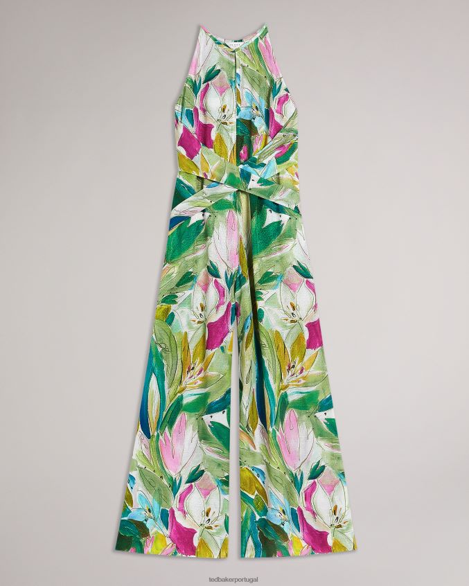 roupas Ted Baker Macacão rachily halterneck com detalhe no corpete envolvente verde mulheres 8X6HDF9