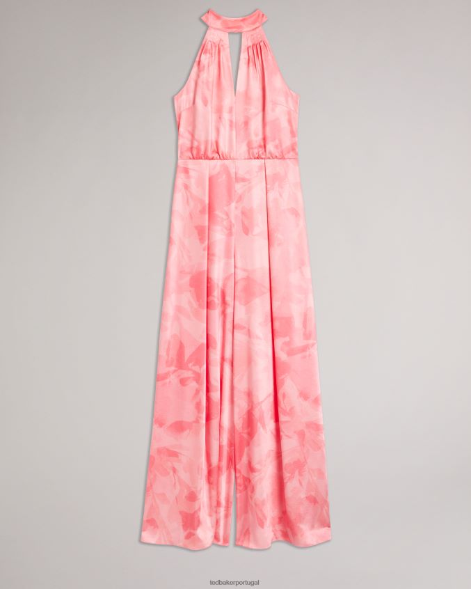 roupas Ted Baker Macacão tinslee com decote halter e perna larga coral mulheres 8X6HDF180