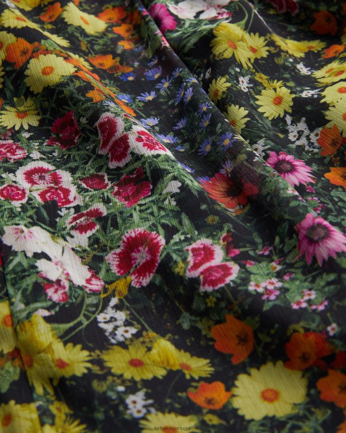 roupas Ted Baker Priyahh macacão com babados nos ombros preto mulheres 8X6HDF227