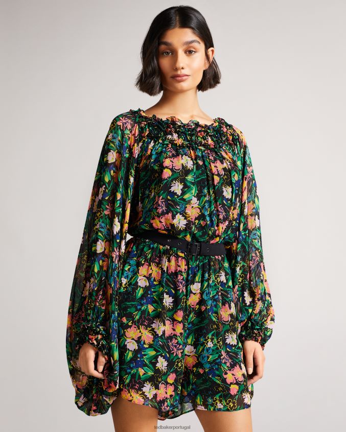 roupas Ted Baker macacão verine com blusa de manga exagerada preto mulheres 8X6HDF618