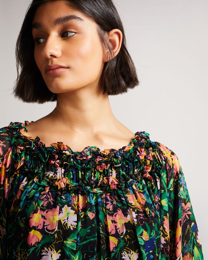 roupas Ted Baker macacão verine com blusa de manga exagerada preto mulheres 8X6HDF618