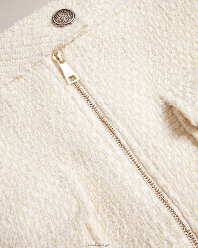 roupas Ted Baker minissaia cremlas com zíper e bolsos marfim mulheres 8X6HDF451