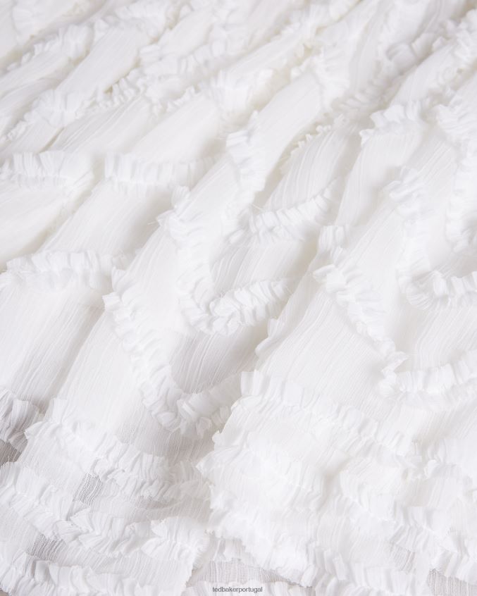 roupas Ted Baker minissaia rodada com detalhe de micro babados branco mulheres 8X6HDF631