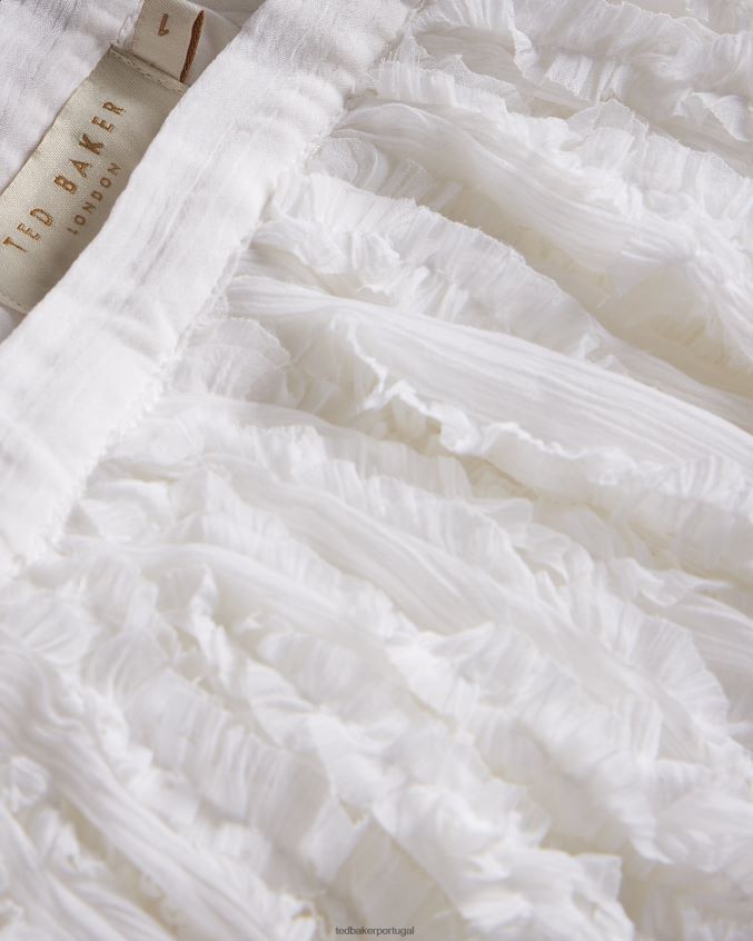 roupas Ted Baker minissaia rodada com detalhe de micro babados branco mulheres 8X6HDF631