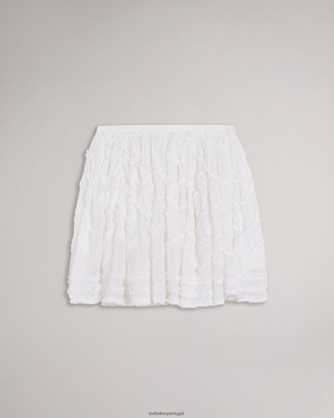roupas Ted Baker minissaia rodada com detalhe de micro babados branco mulheres 8X6HDF631