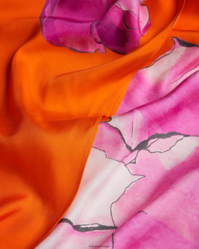 roupas Ted Baker saia deslizante com torção assimétrica floral Bethhie laranja brilhante mulheres 8X6HDF191