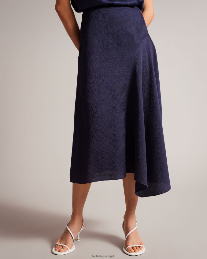 roupas Ted Baker saia deslizante de cetim martelado francic marinha mulheres 8X6HDF419