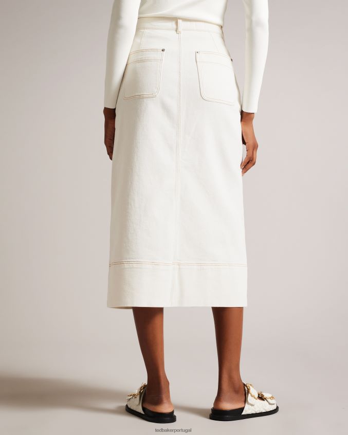 roupas Ted Baker saia lápis midi jeans jomana marfim mulheres 8X6HDF136