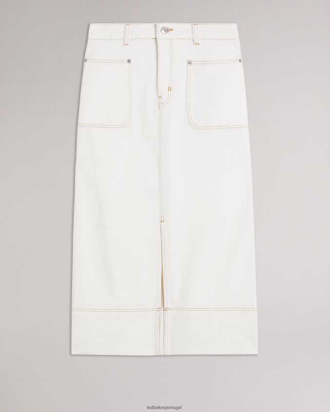 roupas Ted Baker saia lápis midi jeans jomana marfim mulheres 8X6HDF136