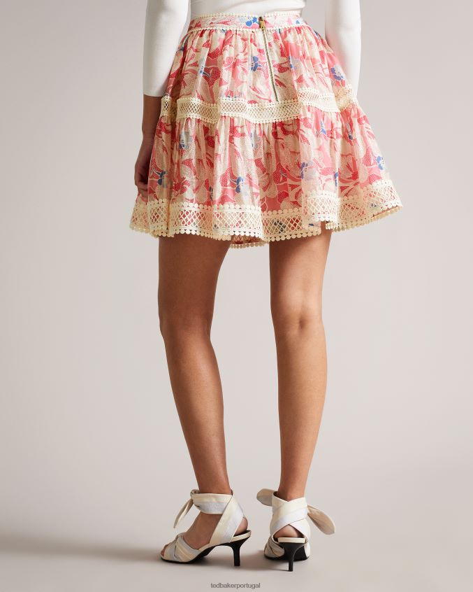 roupas Ted Baker tabita mini saia rodada com fita de renda rosa médio mulheres 8X6HDF613