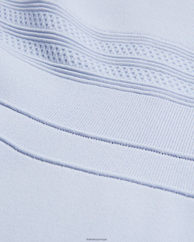 roupas Ted Baker vestido de veludo com manga bufante e saia de engenharia bebê azul mulheres 8X6HDF184