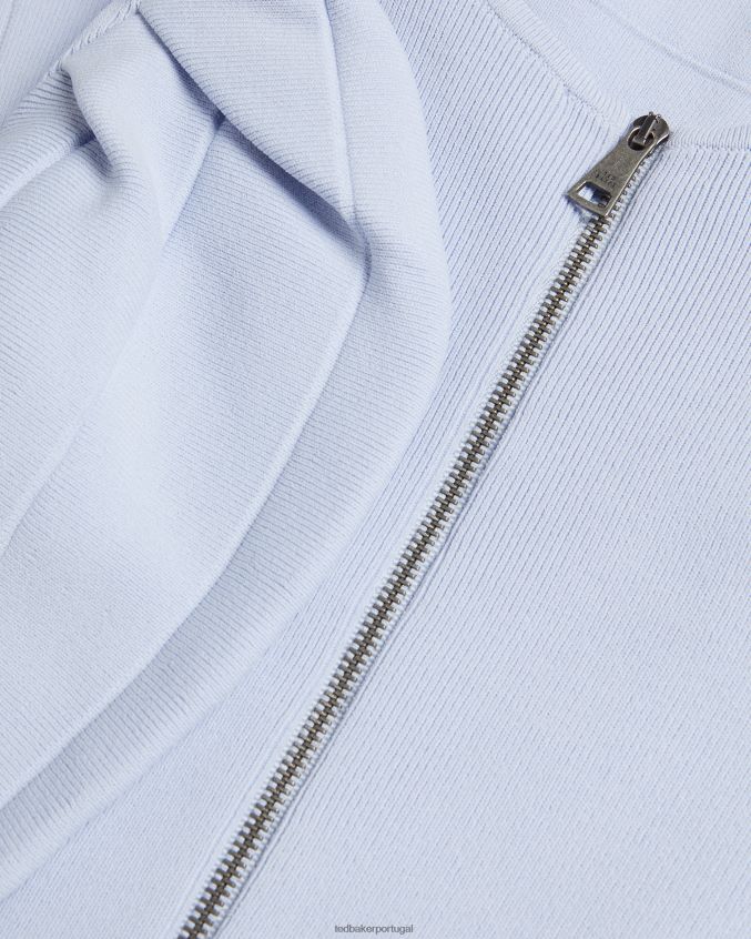 roupas Ted Baker vestido de veludo com manga bufante e saia de engenharia bebê azul mulheres 8X6HDF184