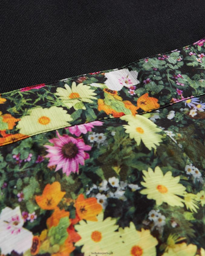 roupas Ted Baker vestido jennias com corpete em malha e saia com babados preto mulheres 8X6HDF13