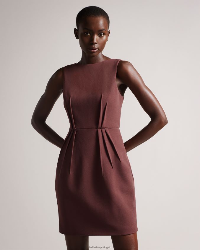 roupas Ted Baker vestido lophiaz com saia tulipa marrom mulheres 8X6HDF453