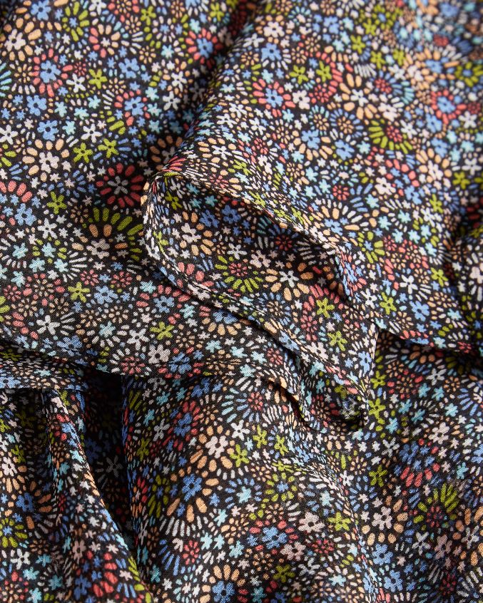 roupas Ted Baker blusa pinku retrô com babados e estampa de inundação preto mulheres 8X6HDF579