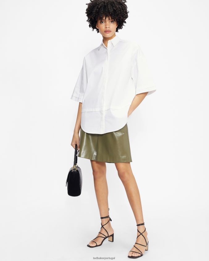 roupas Ted Baker camisa oversized manga 3/4 orlanda branco mulheres 8X6HDF578