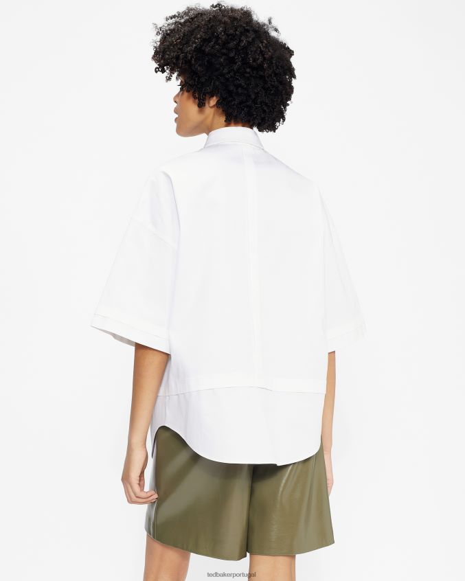 roupas Ted Baker camisa oversized manga 3/4 orlanda branco mulheres 8X6HDF578