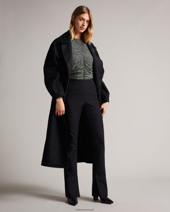 roupas Ted Baker savannn blusa de jersey com babado na frente preto mulheres 8X6HDF575