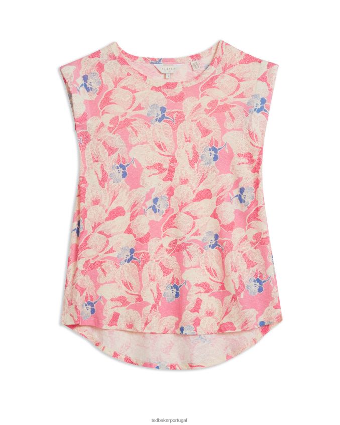 roupas Ted Baker camiseta de linho com ombreira kashaa rosa médio mulheres 8X6HDF484