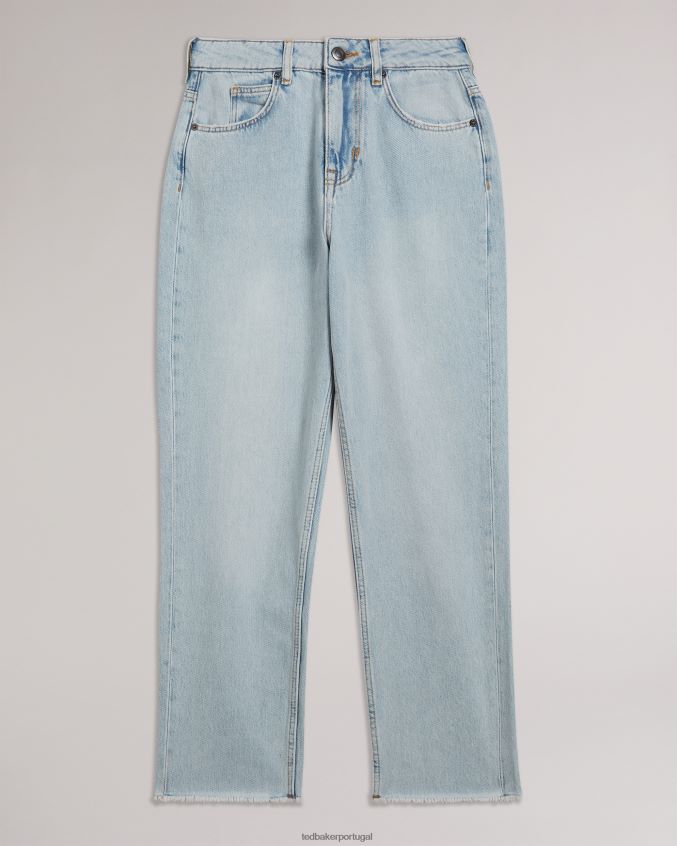 roupas Ted Baker nellin jeans reto rígido e bainha crua lavagem leve mulheres 8X6HDF560