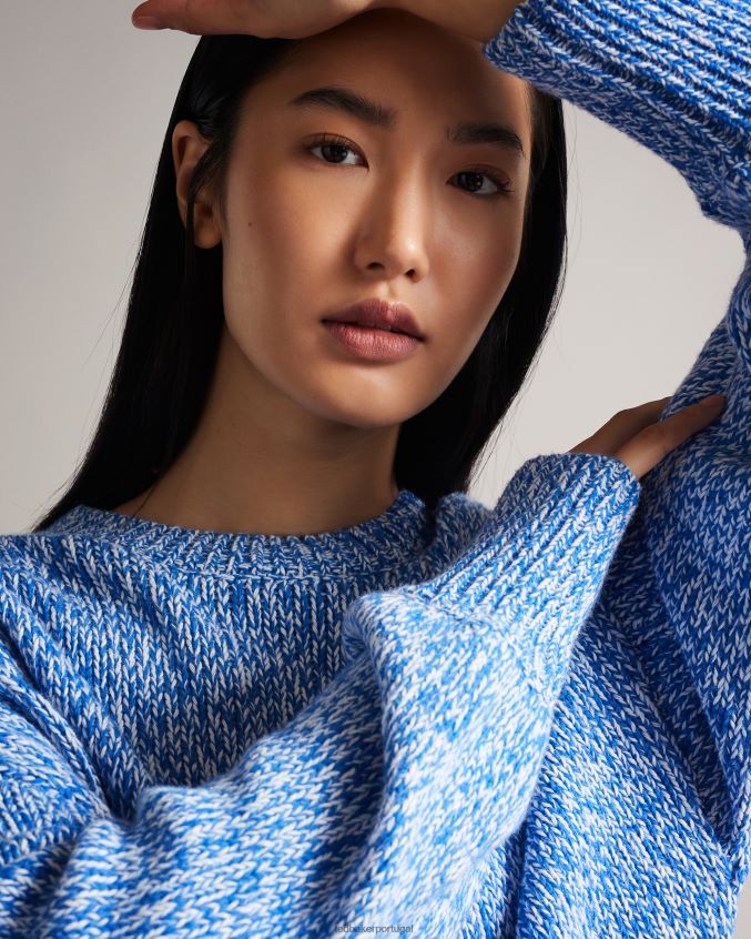 roupas Ted Baker zzurii suéter com bainha curva de fio torcido azul claro mulheres 8X6HDF541