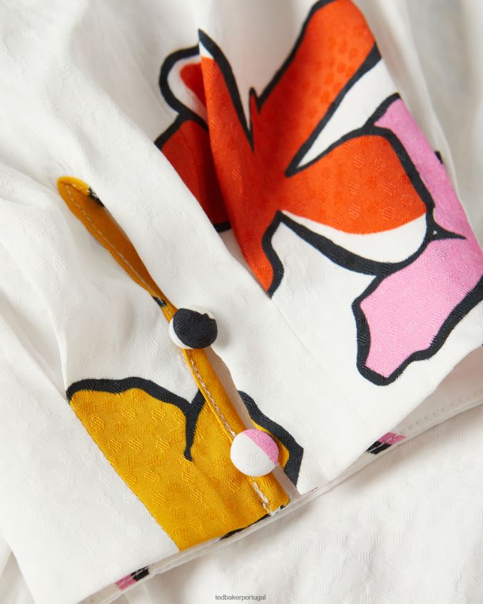 roupas Ted Baker Wesllie minivestido estampado na frente branco mulheres 8X6HDF544